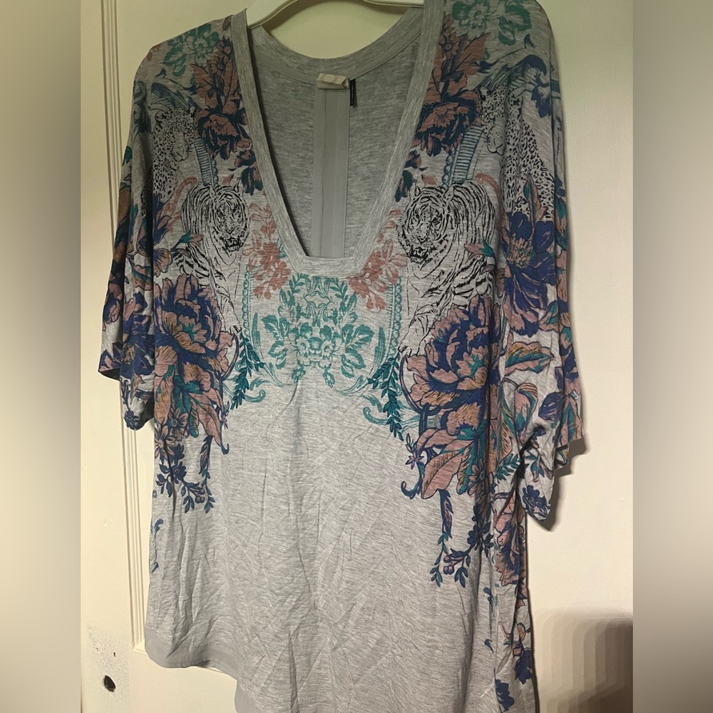 Anthropologie Akemi + Kin Tiger Leopard Top Sz XL